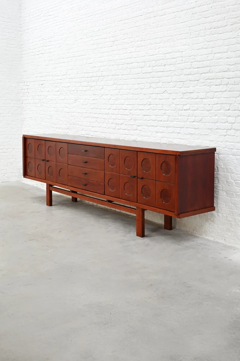 Brutalist Oak Sideboard, Belgium, 1970s