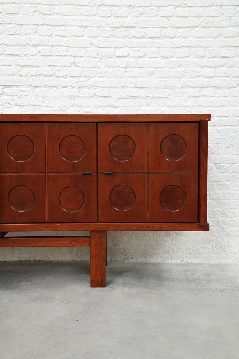 Brutalist Oak Sideboard, Belgium, 1970s