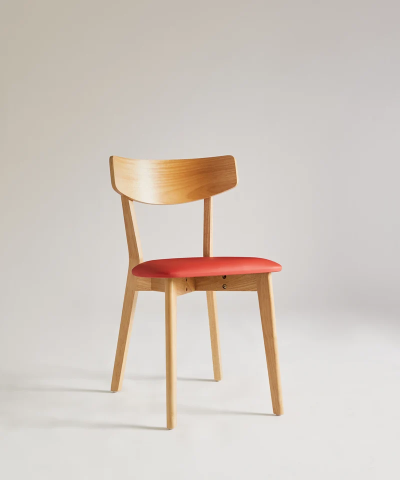 Silla de Comedor de Madera Maciza y Tapizada Aria