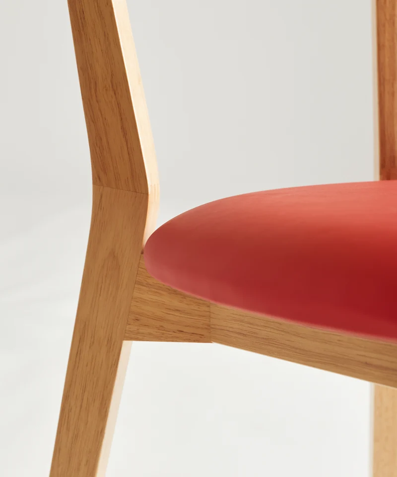 Silla de Comedor de Madera Maciza y Tapizada Aria