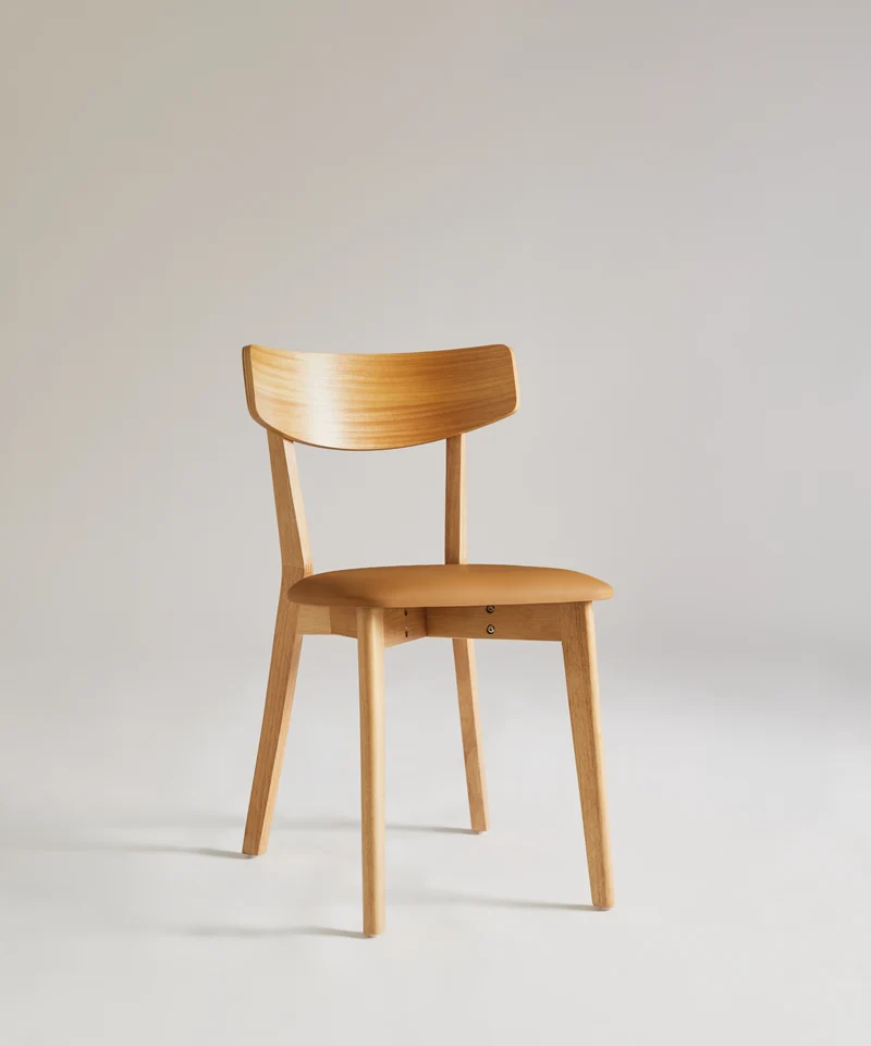 Silla de Comedor de Madera Maciza y Tapizada Aria