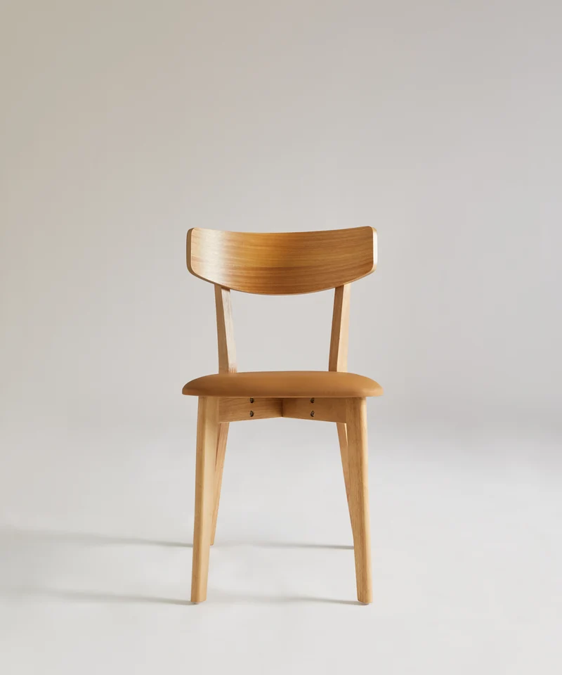 Silla de Comedor de Madera Maciza y Tapizada Aria
