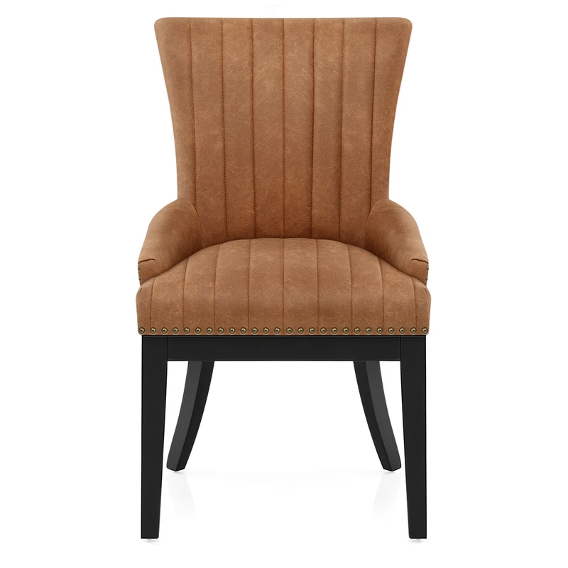 Chaise Bois Faux Cuir - Chiltern Marron