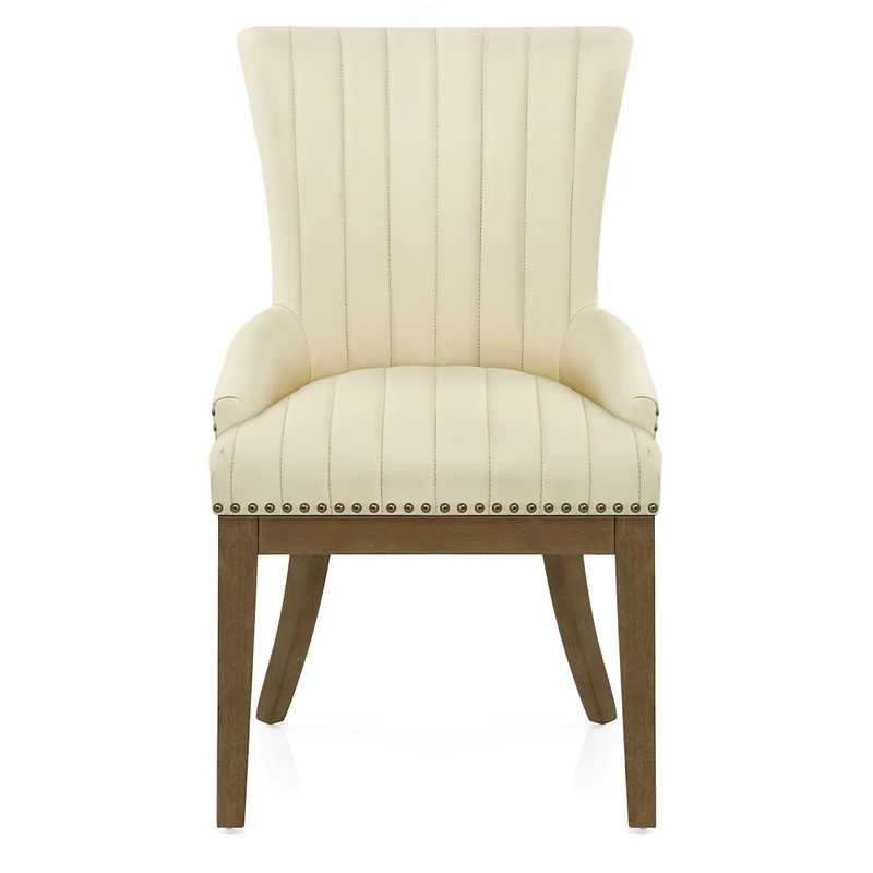 Chaise Bois Cuir Véritable - Chiltern Crème