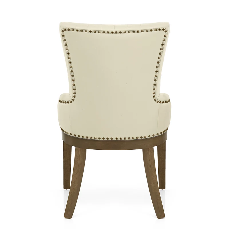 Chaise Bois Cuir Véritable - Chiltern Crème