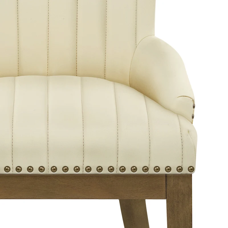 Chaise Bois Cuir Véritable - Chiltern Crème