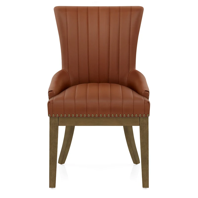 Chaise Bois Cuir Véritable - Chiltern Marron