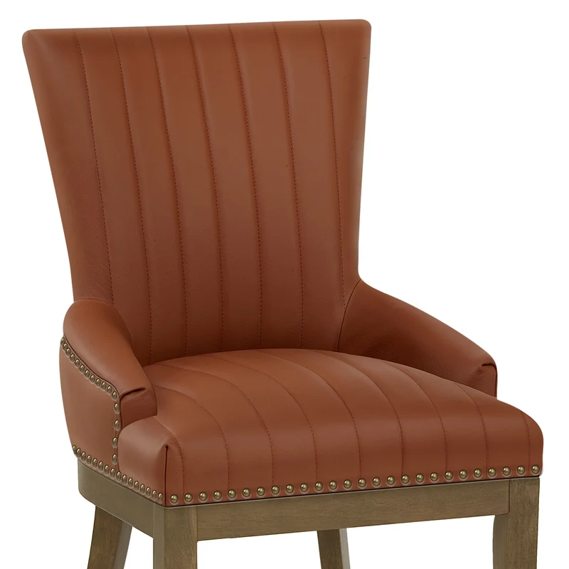 Chaise Bois Cuir Véritable - Chiltern Marron