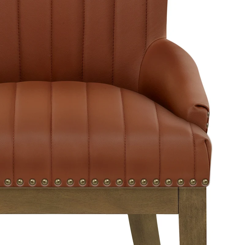Chaise Bois Cuir Véritable - Chiltern Marron