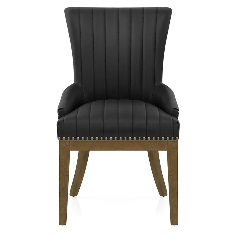 Chaise Bois Cuir Véritable - Chiltern Noir