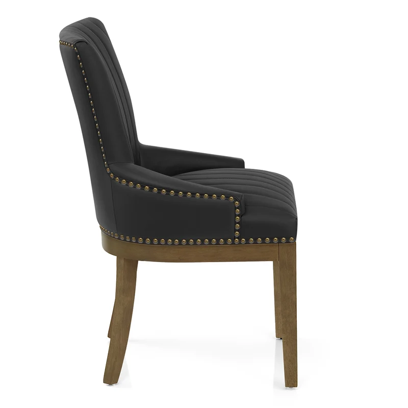Chaise Bois Cuir Véritable - Chiltern Noir