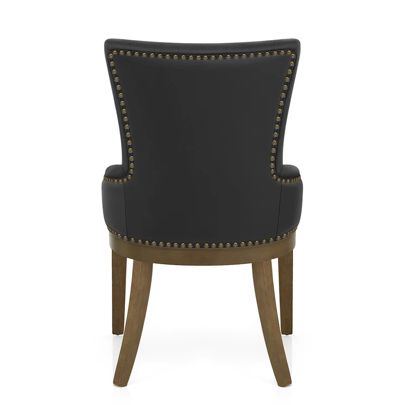 Chaise Bois Cuir Véritable - Chiltern Noir