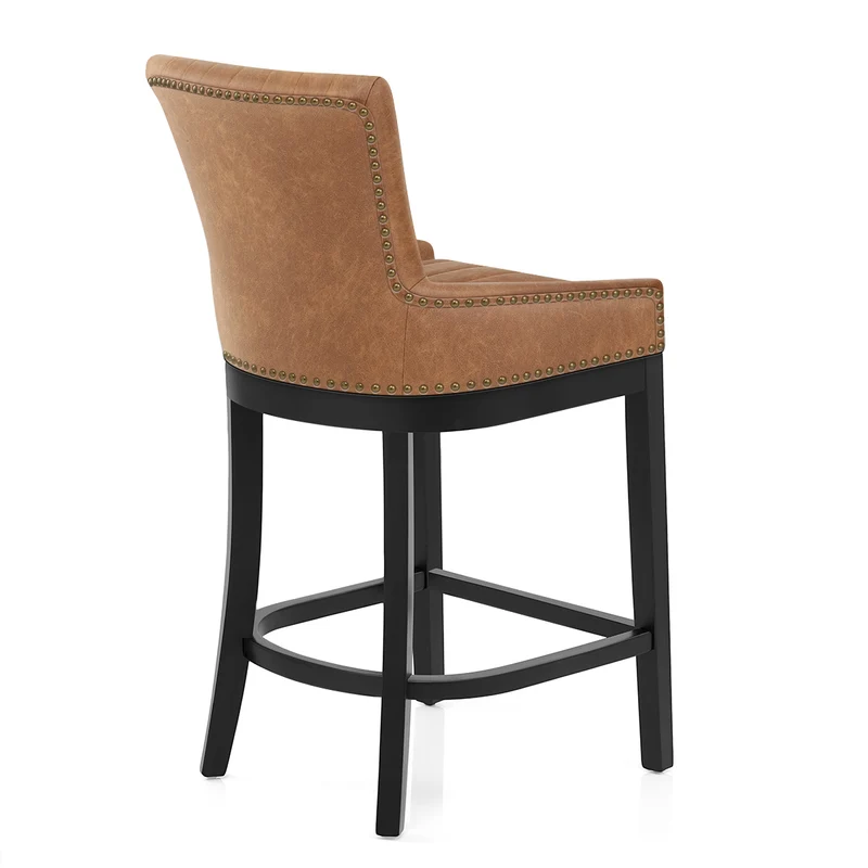 Tabouret de Bar Bois Faux Cuir - Chiltern Marron