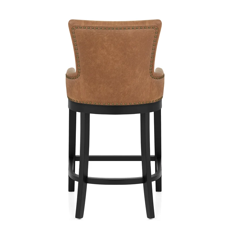 Tabouret de Bar Bois Faux Cuir - Chiltern Marron