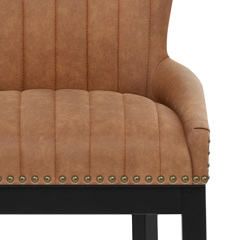 Tabouret de Bar Bois Faux Cuir - Chiltern Marron