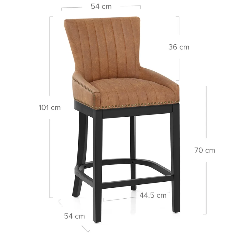 Tabouret de Bar Bois Faux Cuir - Chiltern Marron