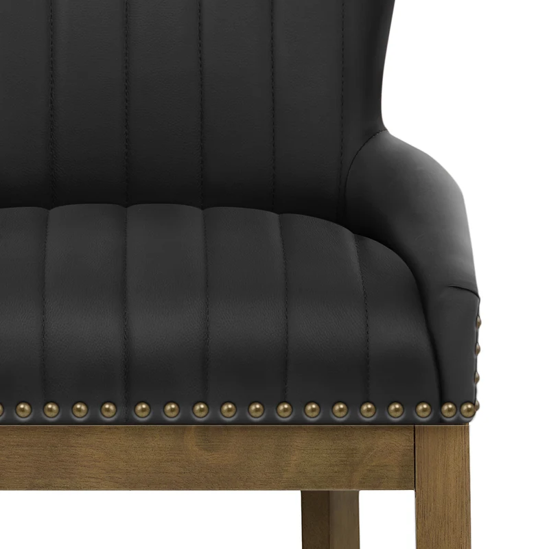 Tabouret de Bar Bois Cuir Véritable - Chiltern Noir