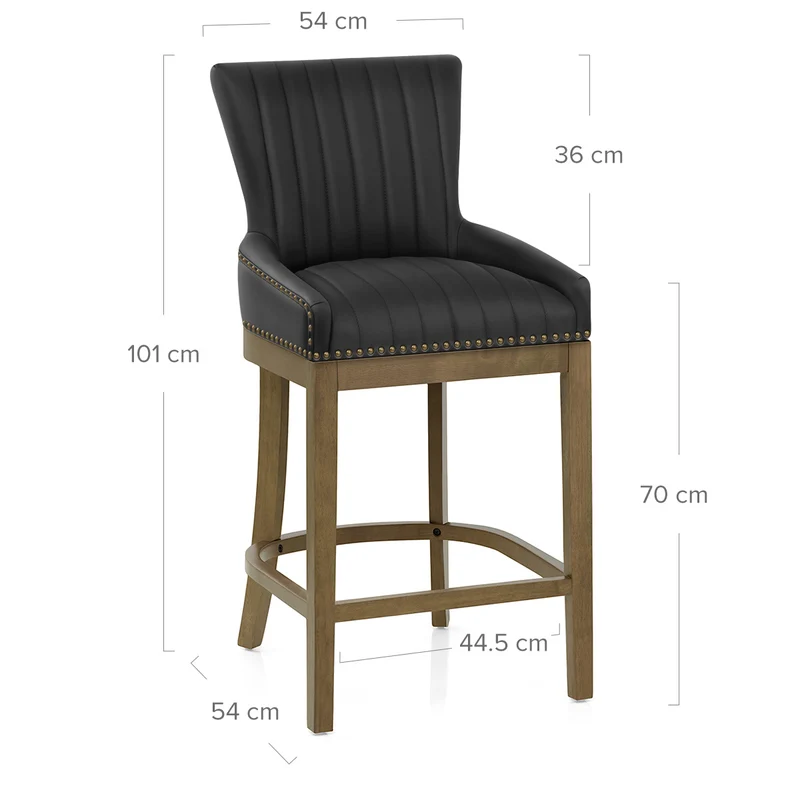 Tabouret de Bar Bois Cuir Véritable - Chiltern Noir
