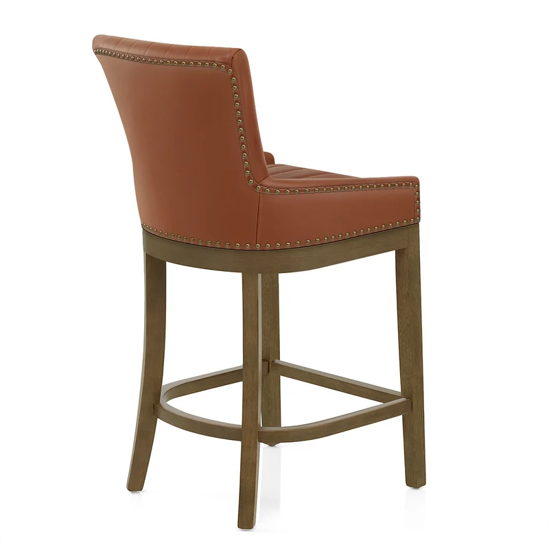 Tabouret de Bar Bois Cuir Véritable - Chiltern Marron