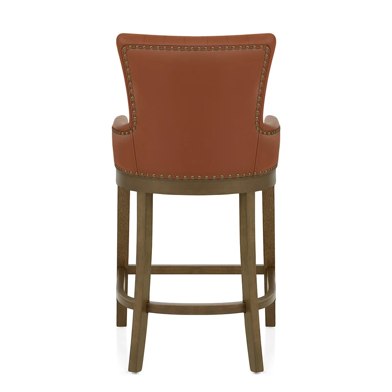 Tabouret de Bar Bois Cuir Véritable - Chiltern Marron