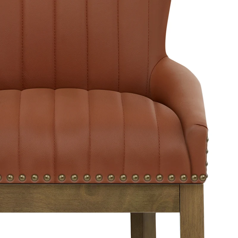 Tabouret de Bar Bois Cuir Véritable - Chiltern Marron