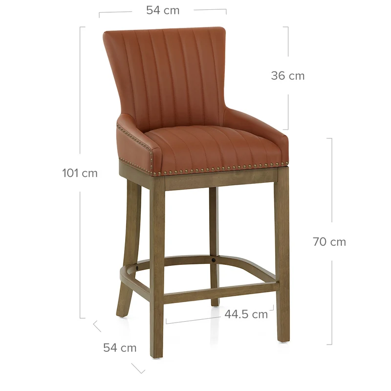 Tabouret de Bar Bois Cuir Véritable - Chiltern Marron