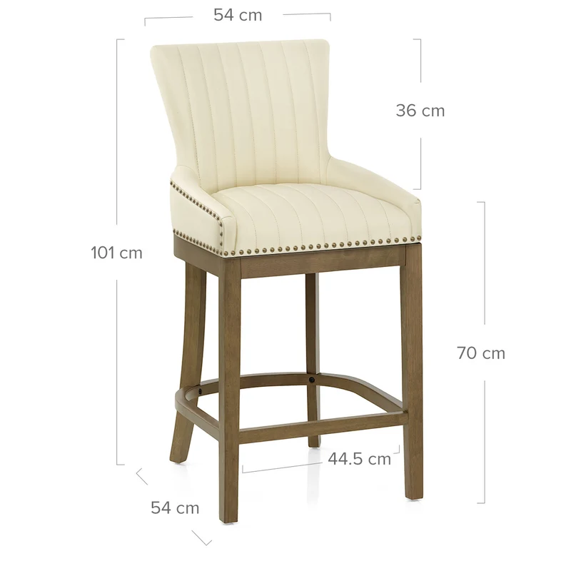 Tabouret de Bar Bois Cuir Véritable - Chiltern Crème