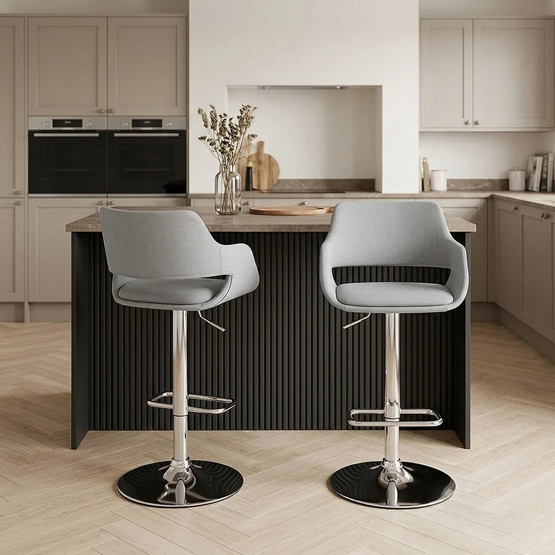 Chaise de bar Chrome Tissu - Nuevo Gris