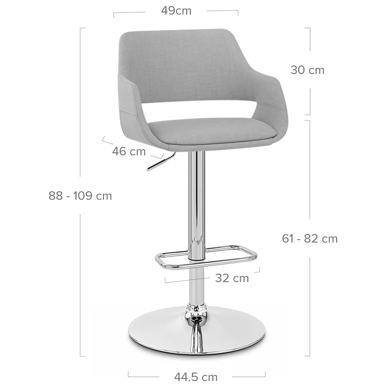 Chaise de bar Chrome Tissu - Nuevo Gris