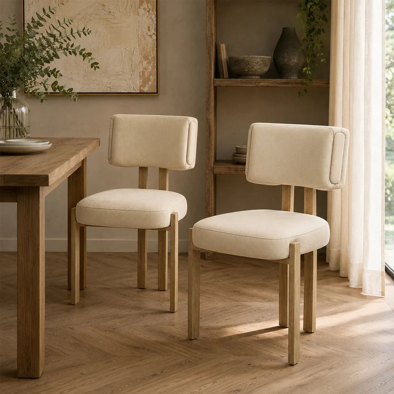 Chaise Métal Faux Cuir - Mira Crème