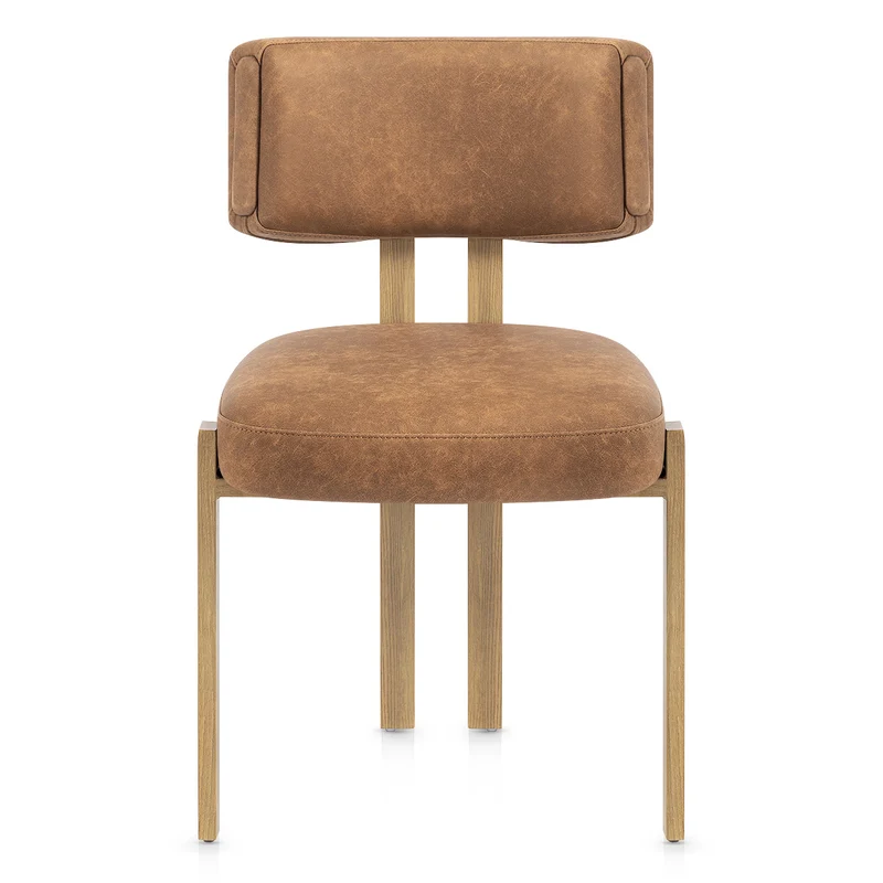 Chaise Métal Faux Cuir - Mira Marron
