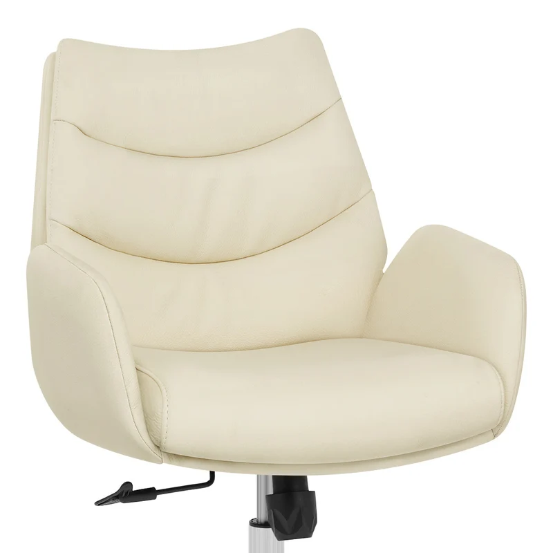 Chaise de Bureau Cuir Éco - Seville Crème