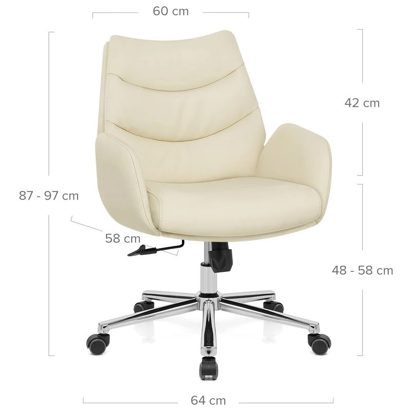 Chaise de Bureau Cuir Éco - Seville Crème