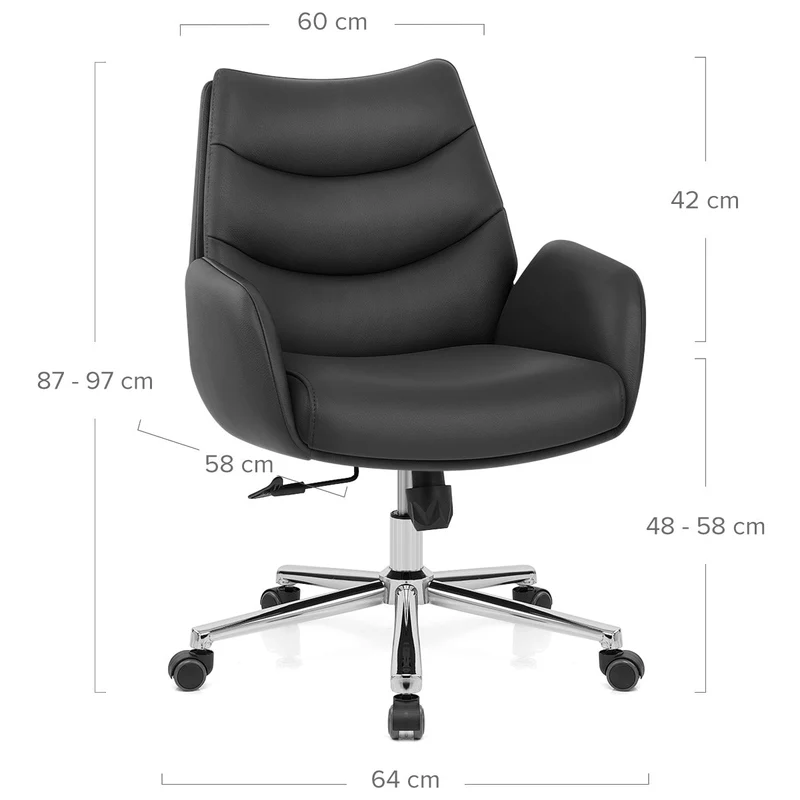 Chaise de Bureau Cuir Éco - Seville Noir