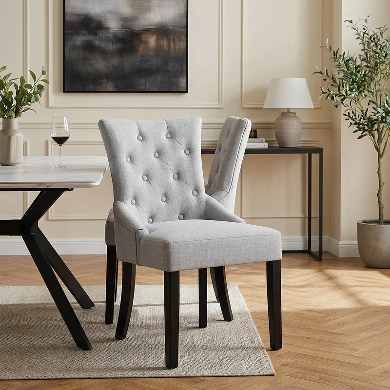 Chaise Bois Tissu - Verdi Gris Clair