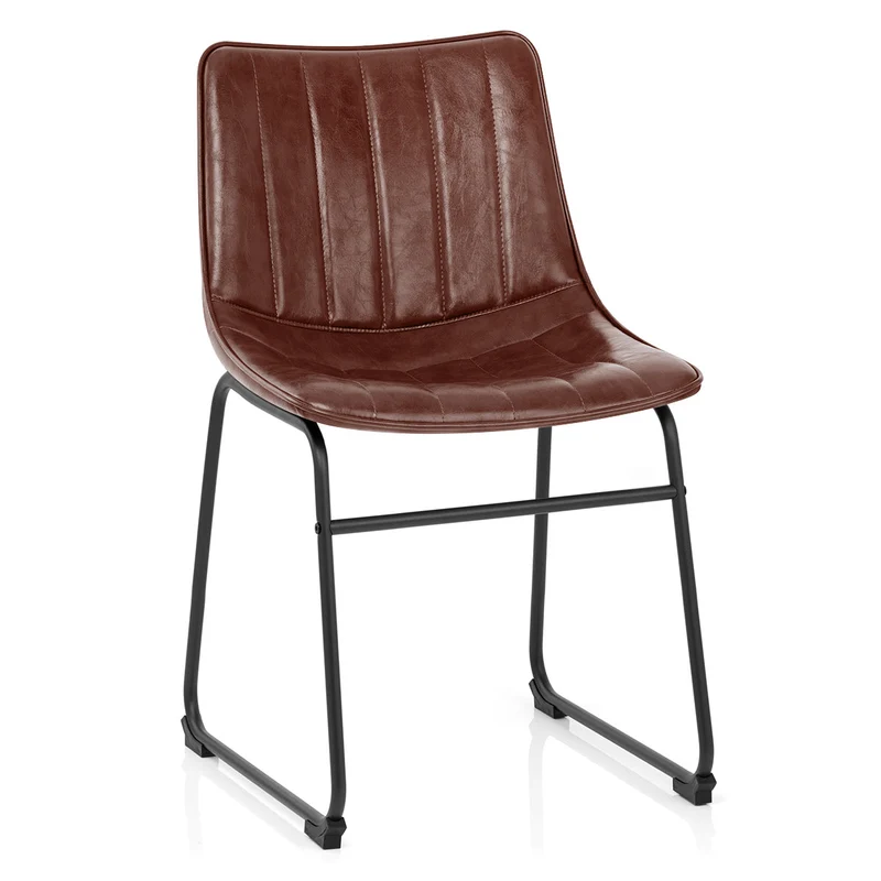 Chaise Métal Faux Cuir - Tucker Marron Antique
