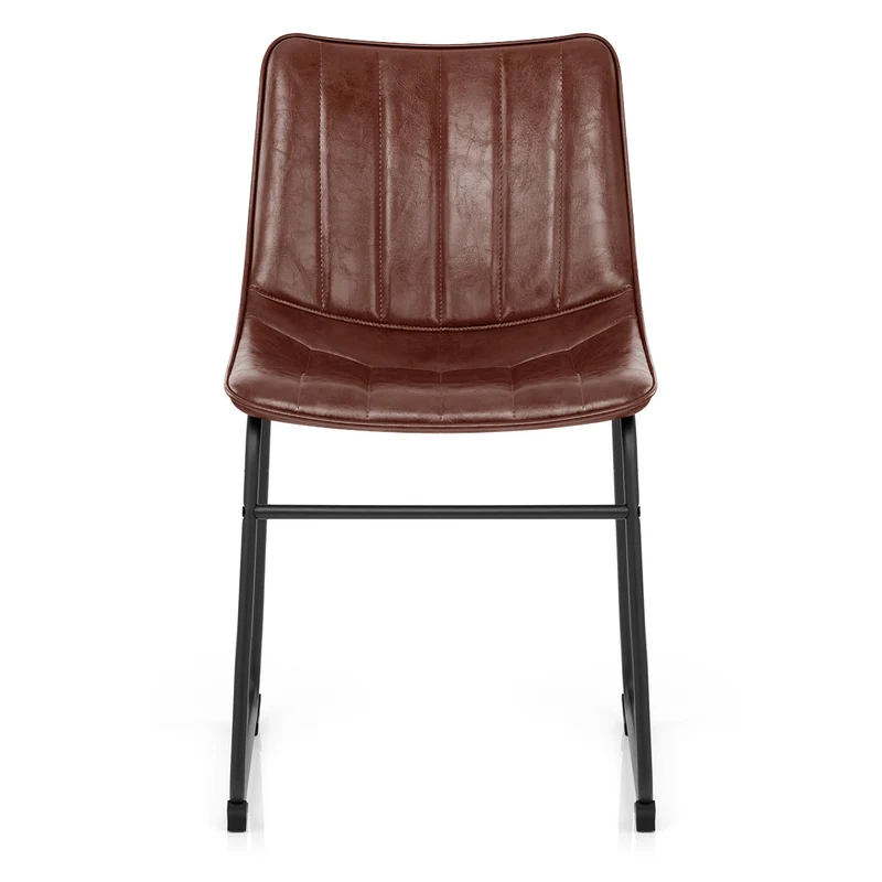 Chaise Métal Faux Cuir - Tucker Marron Antique