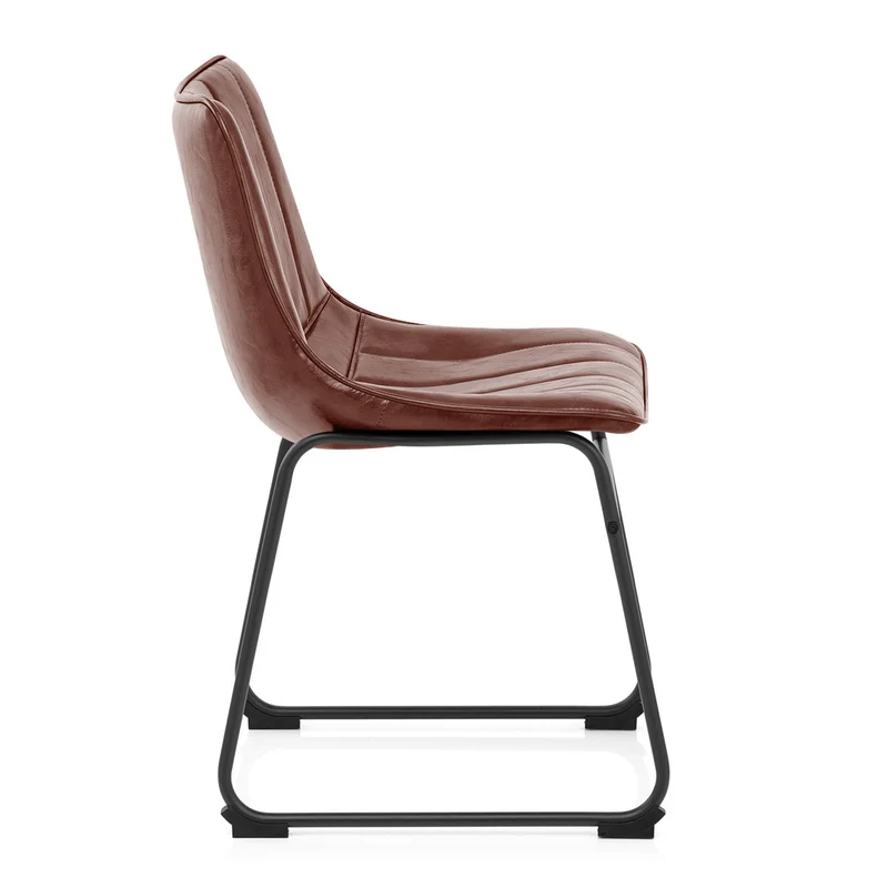 Chaise Métal Faux Cuir - Tucker Marron Antique