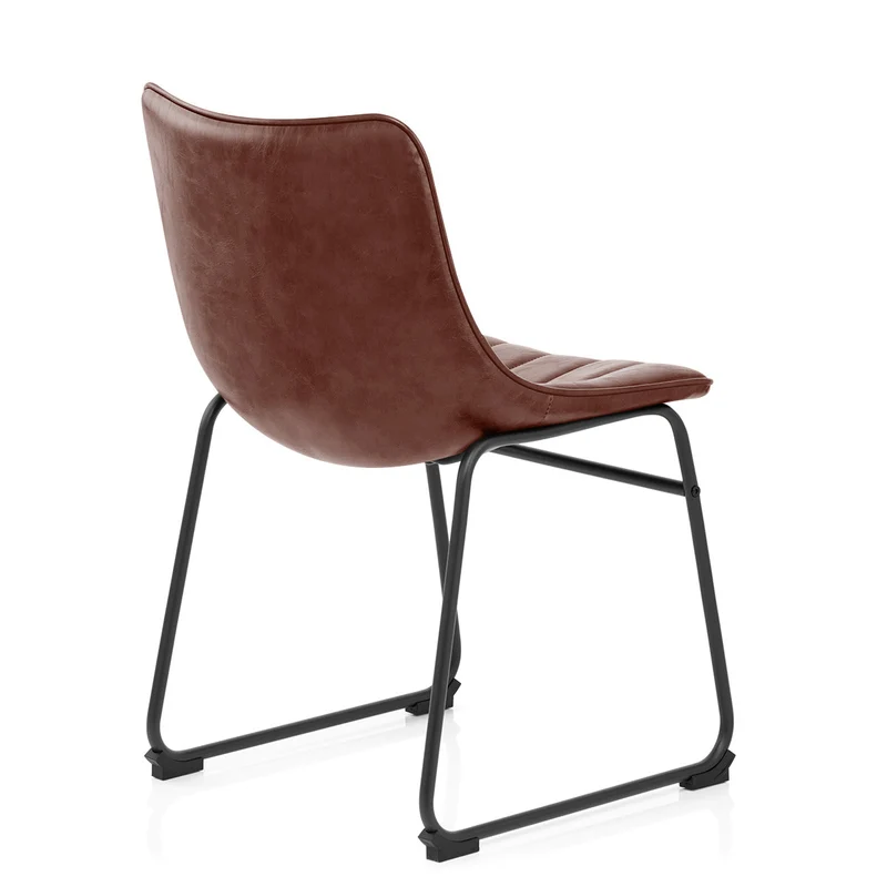 Chaise Métal Faux Cuir - Tucker Marron Antique