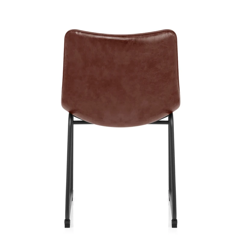Chaise Métal Faux Cuir - Tucker Marron Antique