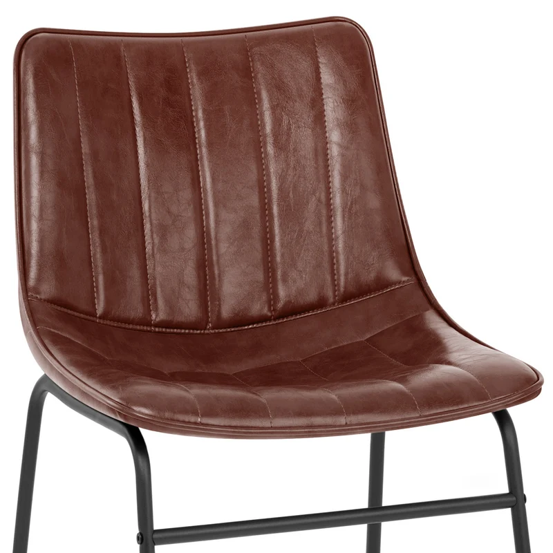 Chaise Métal Faux Cuir - Tucker Marron Antique