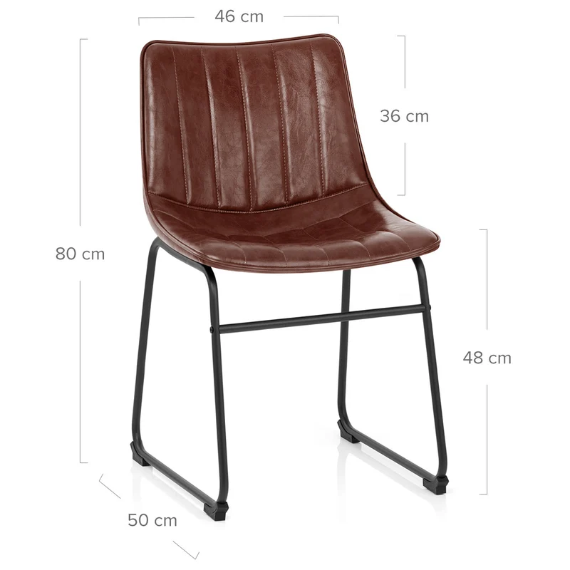 Chaise Métal Faux Cuir - Tucker Marron Antique