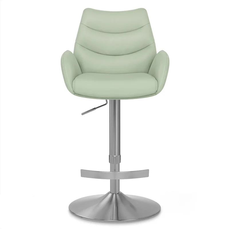 Chaise de Bar Cuir Véritable Chrome Brosse - Seville Vert