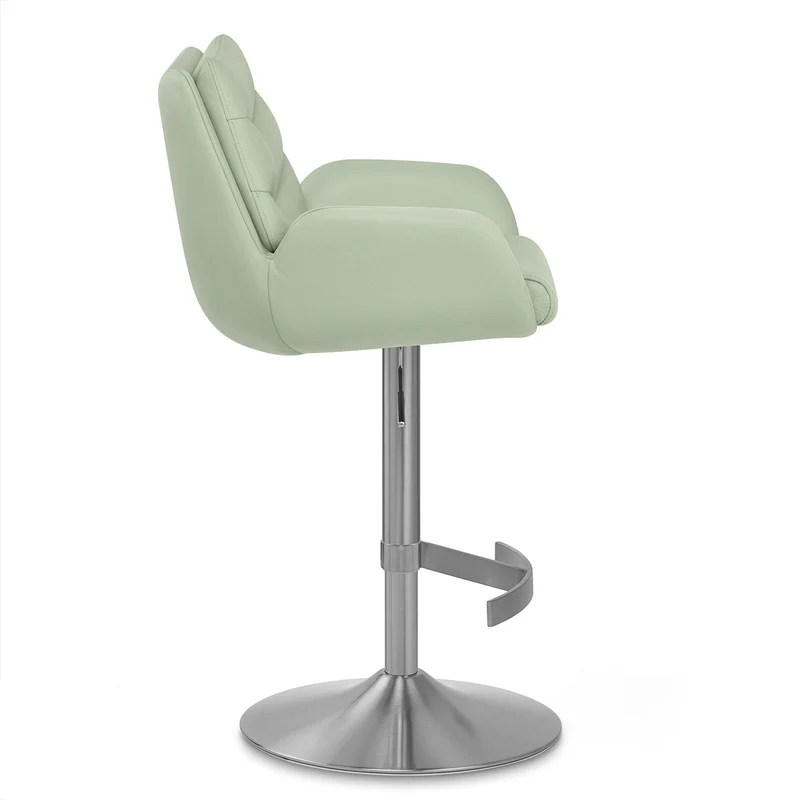 Chaise de Bar Cuir Véritable Chrome Brosse - Seville Vert