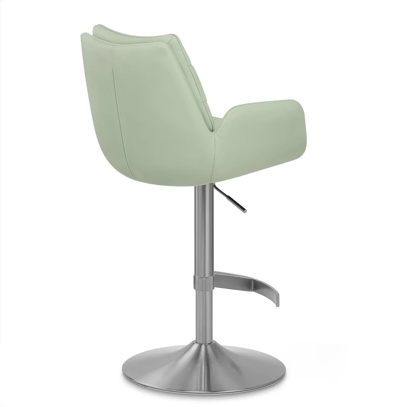Chaise de Bar Cuir Véritable Chrome Brosse - Seville Vert