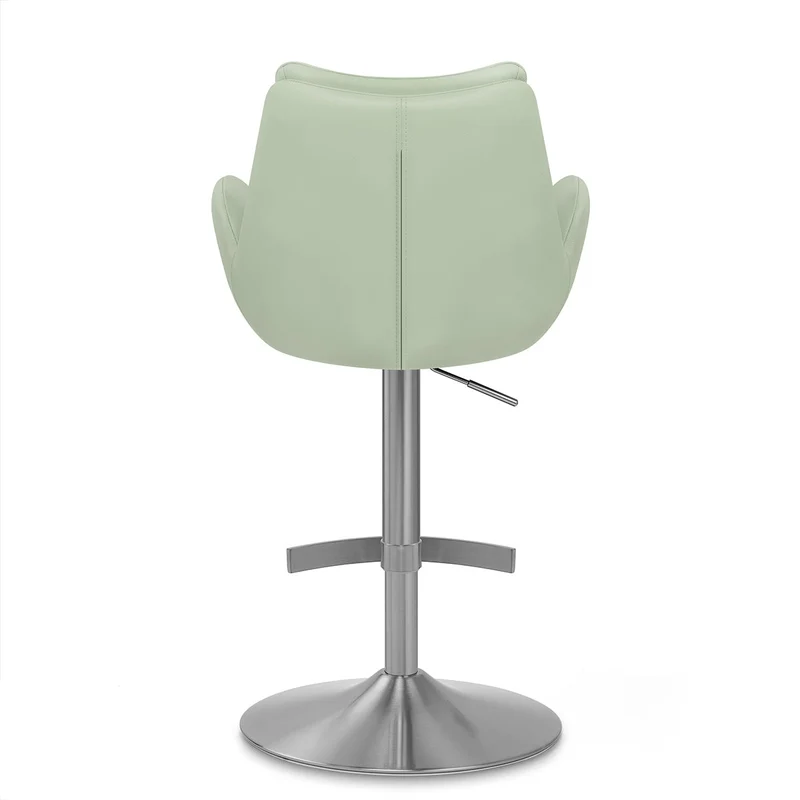 Chaise de Bar Cuir Véritable Chrome Brosse - Seville Vert