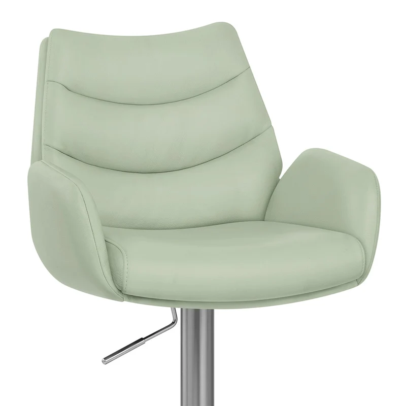 Chaise de Bar Cuir Véritable Chrome Brosse - Seville Vert