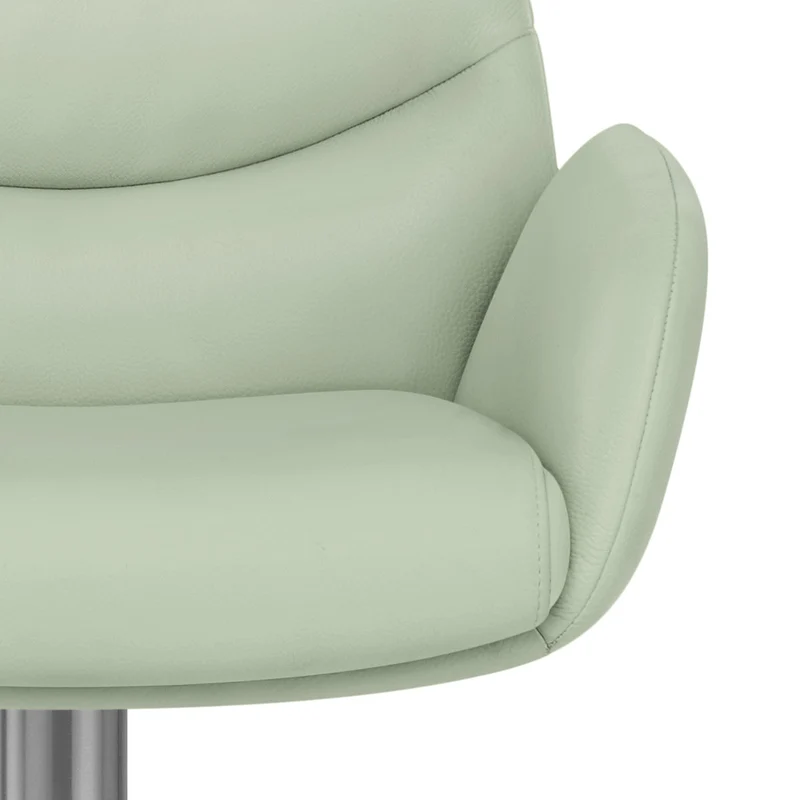 Chaise de Bar Cuir Véritable Chrome Brosse - Seville Vert