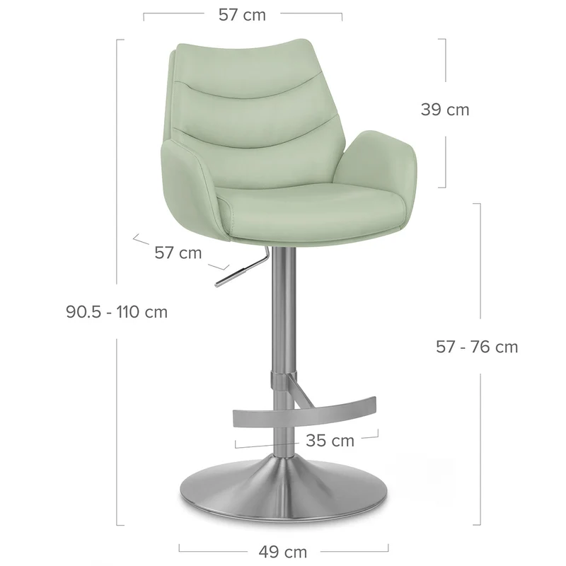 Chaise de Bar Cuir Véritable Chrome Brosse - Seville Vert