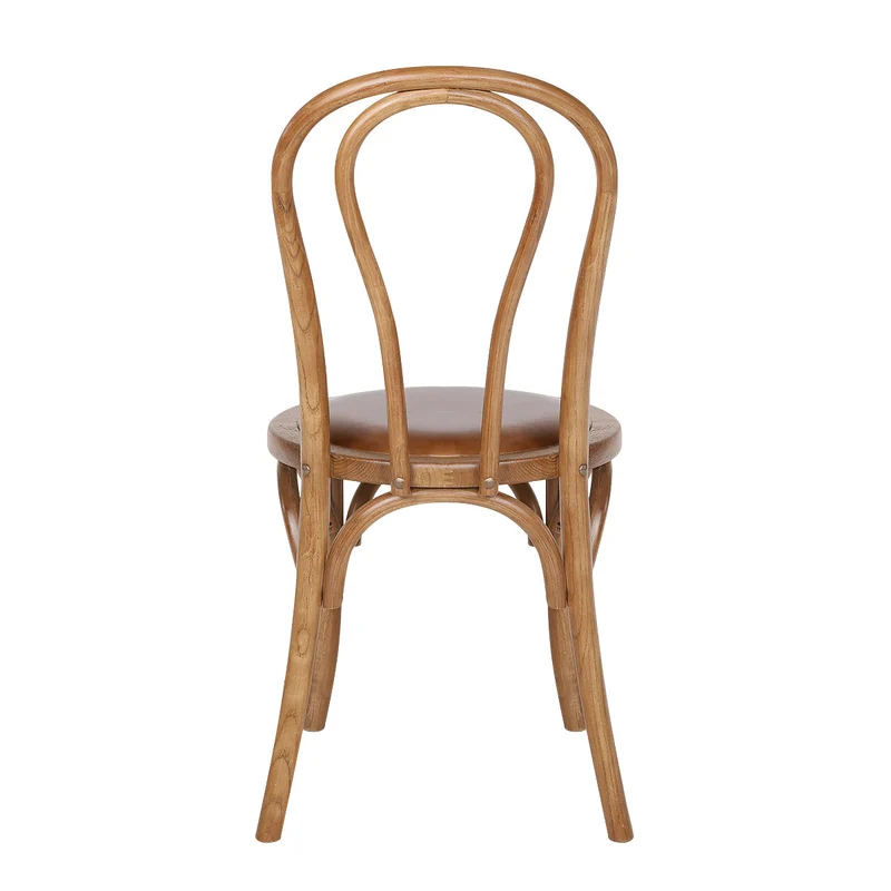 Chaise Bistrot Bois Cuir Véritable - Henri Marron